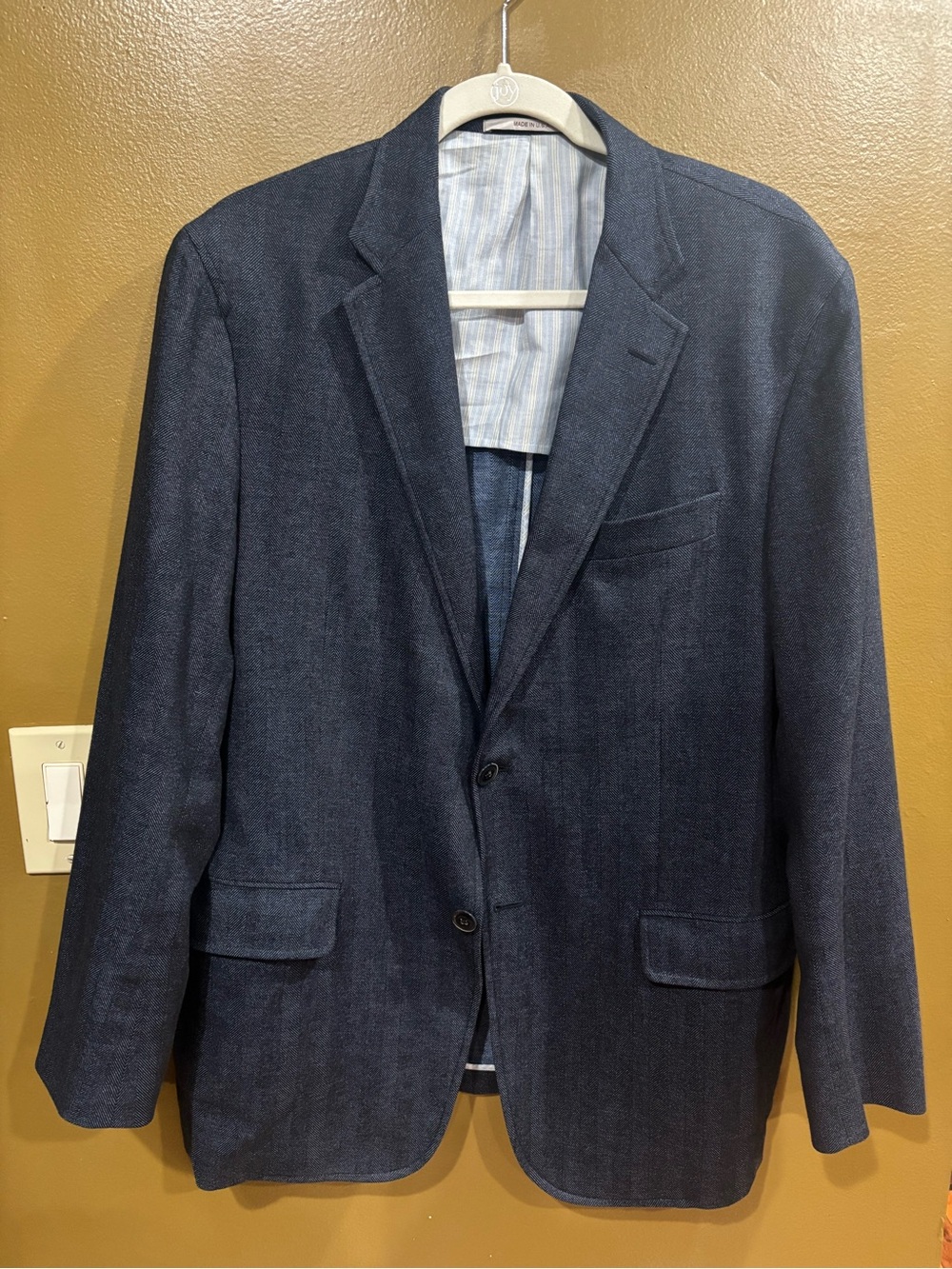 Hickey Freeman Men's Blue Wool Blend Two Button Blazer 42R USA